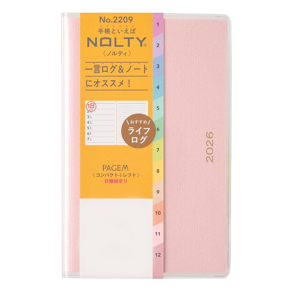 NOLTY PAGEM Compact-i Left Weekly Planner 2026, January Start, Japanese Edition, Pink, 2026-2209 — image 1