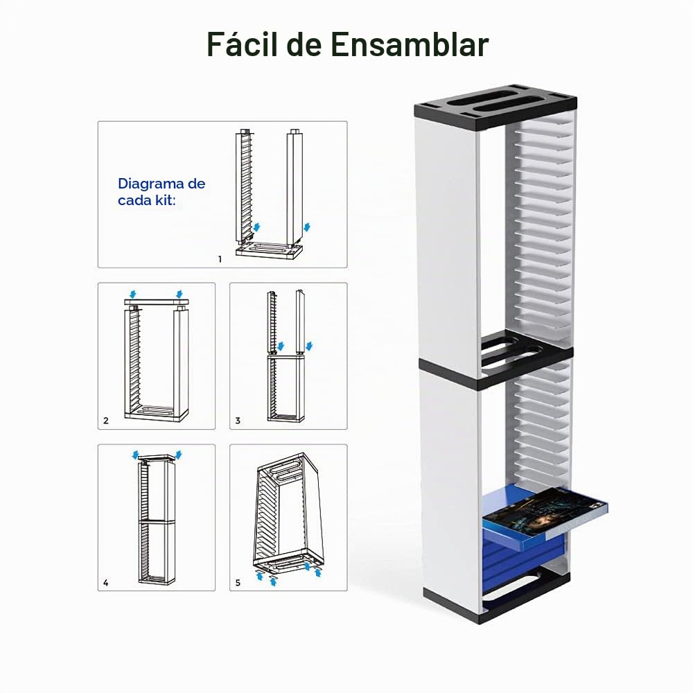 Soporte de almacenamiento multifunción para juegos - Hasta 36 PS5 PS4 Slim/Pro, Xbox One Slim, juegos de conmutación o rayos azules