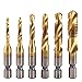 6PCS M3 M4 M5 M6 M8 M10 Hex Shank Titanium Plated HSS Screw Thread Metric Compound Tap Drill Bits Metal Drilling TMP1105 (Color : 6PCS)
