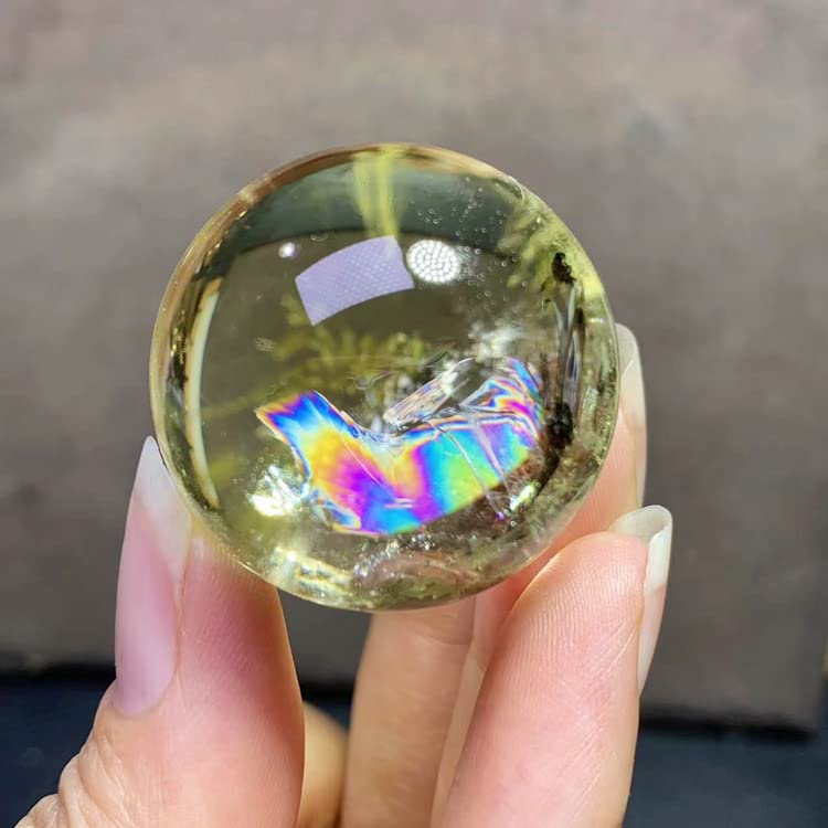 Amazon.co.jp: 天然シトリン丸玉 黄水晶 Citrine 虹入りシトリン 原石