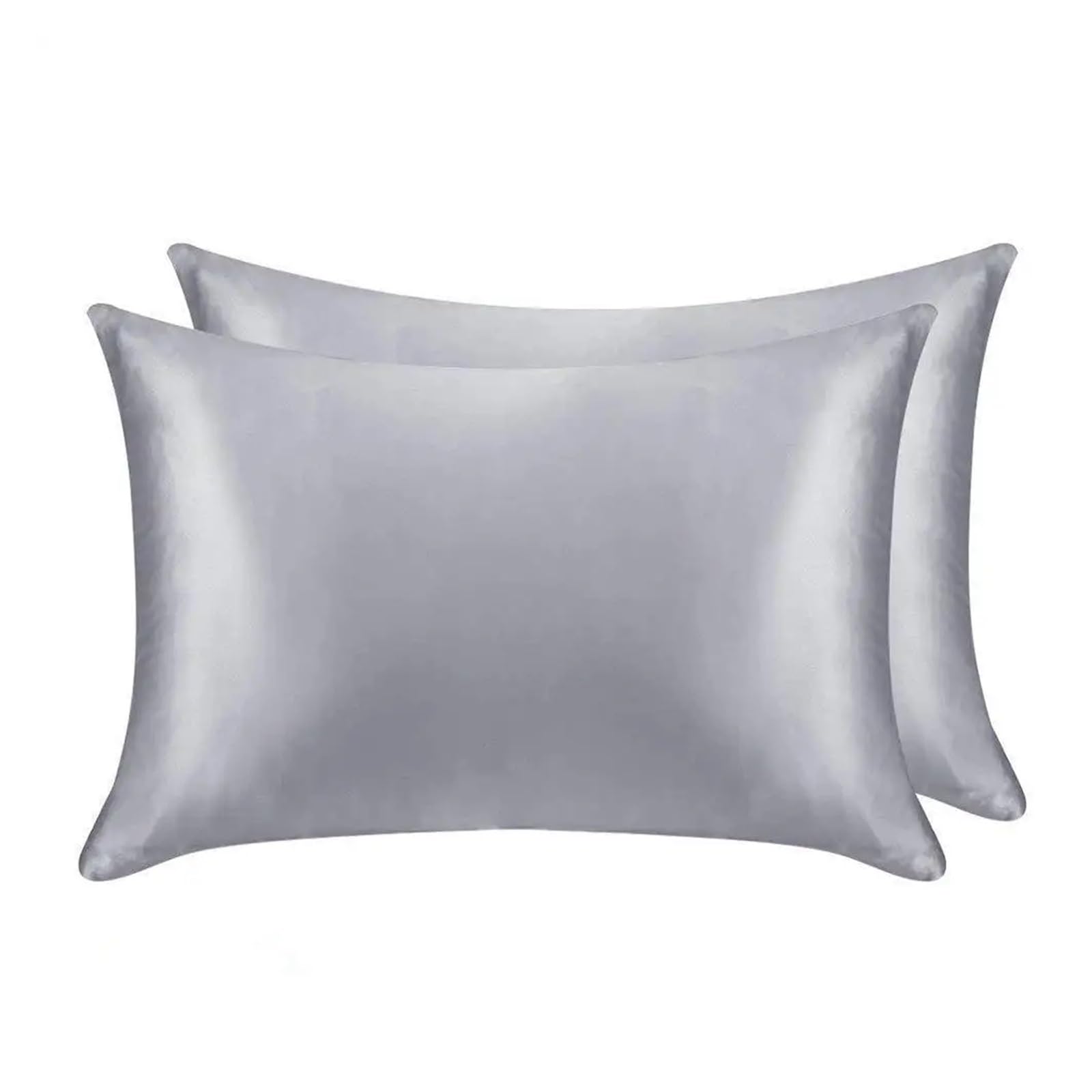 Silky Pillow Covers, Satin Silk Pillowcase Multicolor 50x66cm for Beauty Sleep(Silver)