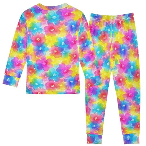 Pajama Sets Long Sleeve Colorful Floral Pattern Soft Comfy Sleepwear 2 Piece PJS 3-8T3