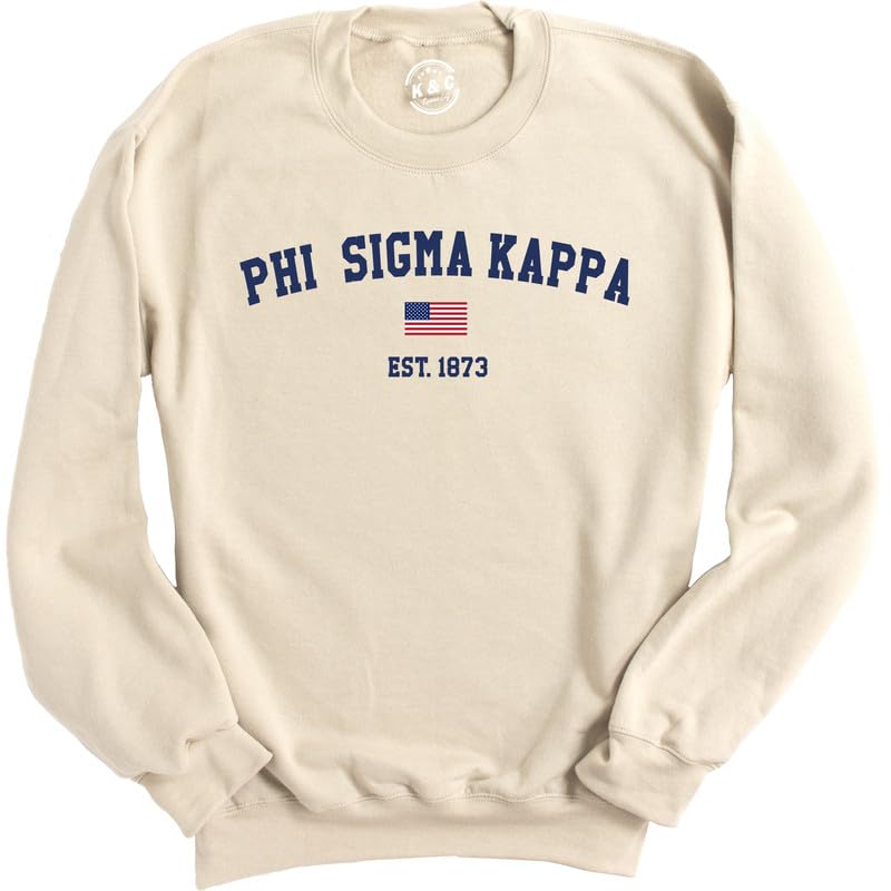 Phi Sigma Kappa Sweatshirt - Phi Sig USA Flag Fraternity Crewneck Sweatshirt