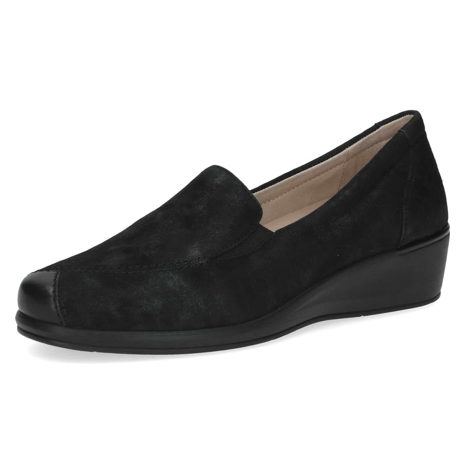 CAPRICE Comfort Women's Leather Loafers Extra Width H, Black (Black Comb), 3.5 UK