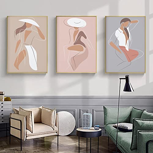Moderne poster vrouwelijk abstract canvas schilderij minimalistische kunst print lijn tekening muur afbeelding voor… - Image 3