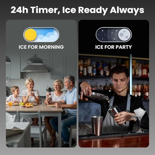 Image of Kismile Commercial Ice Maker Machine, 66LBS /24H, 24H Timer, LCD Panel, Self-Cleaning, Stainless Steel, Under Counter Ice Cube Maker for Home Bar, Include Scoop & Connection Hose