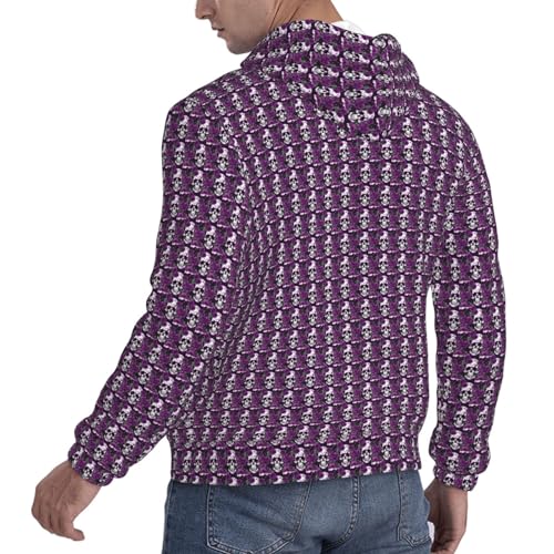 Sweat à capuche squelette violet unisexe chaud et confortable avec poche - 2