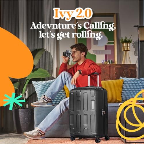 Image of American Tourister Ivy 2.0 | Small Size Cabin Trolley Bag (55 cm) | 360 8 Wheel Travel Luggage | Hard Case Polypropylene (PP) Suitcase | Combination Lock | Black