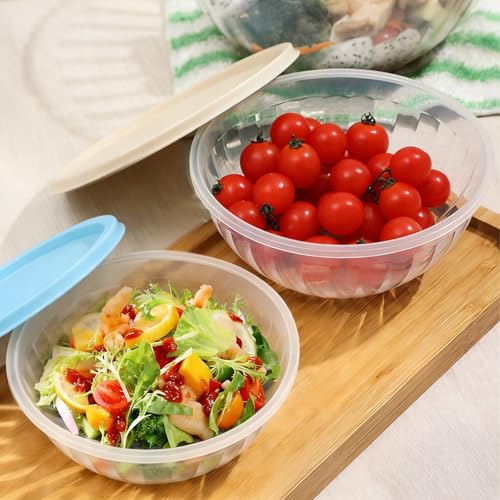 Set de 7 Tazones Plásticos con Tapa, Multicolor, para Ensalada miniatura 6