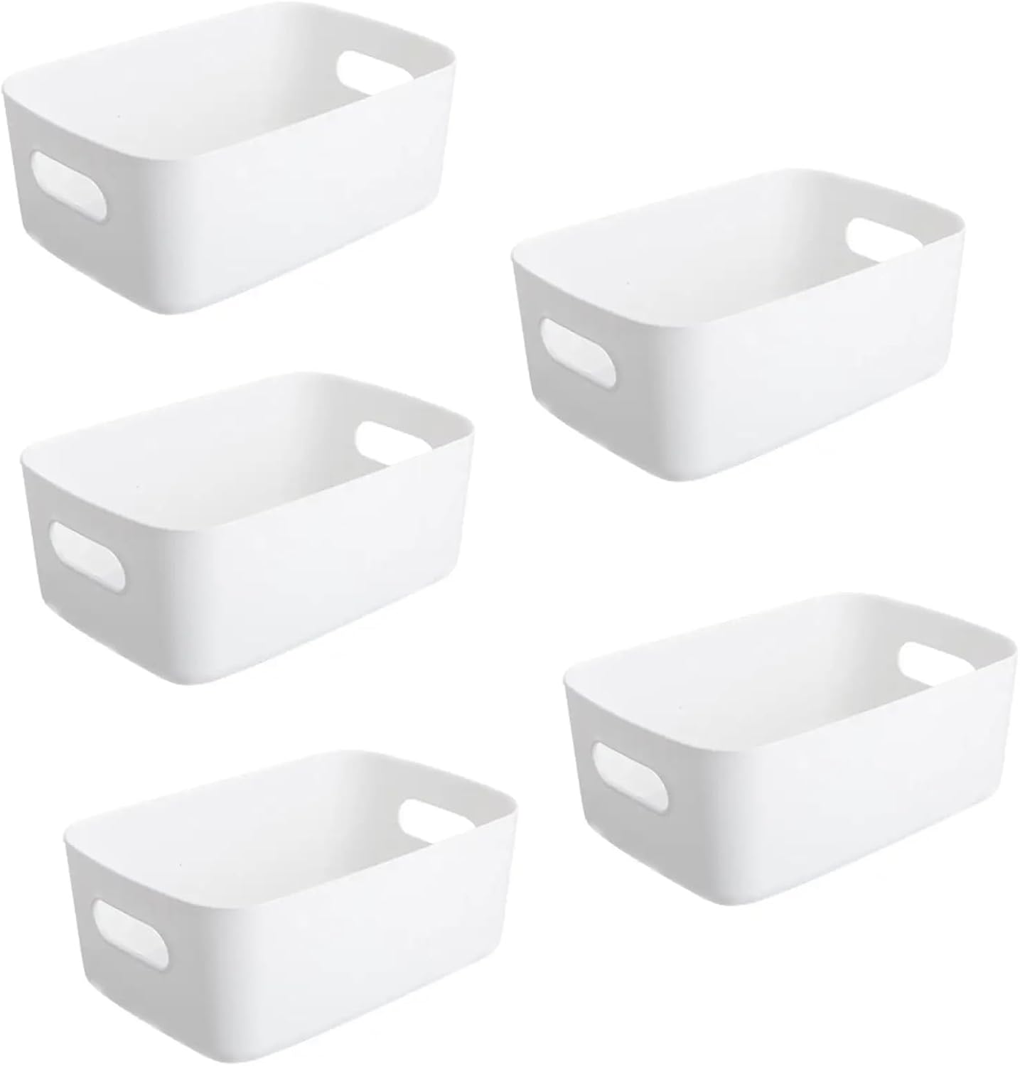 Pack of 5 Storage Baskets with Handle Rectangular Home & Kitchen