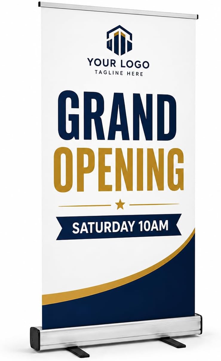 Custom Retractable Banner Stand 33.5x80, Personalized Roll Up Display for Trade Shows, Business Events, Church, School & Wedding Welcome Signs, Portable Aluminum Banner Stand with Carry Bag, Banner Stand
