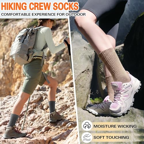 Image of Sandsuced 5 Pack Merino Wool Boot Hiking Socks for Women Warm Winter Thick Thermal Cozy Work Soft Ladies Socks