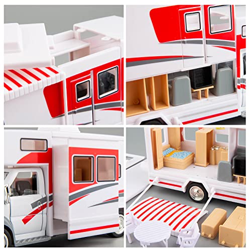 BDTCTK Modelo de Motorhome de Lujo 1:28 DIY Rojo miniatura 4