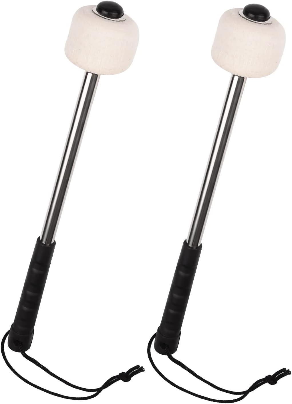 AOVNA 2 Pieces Bass Drum Mallet Wool Felt Drum Stick with Metal Handle Percussion Instrument Accessory for Bass Drum