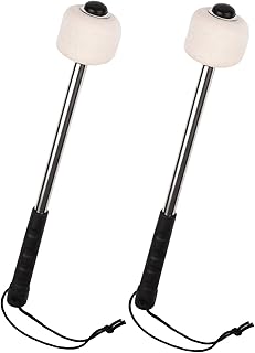 2 Pieces Bass Drum Mallet Wool Felt Drum Stick with Metal Handle Percussion Instrument Accessory for Bass Drum