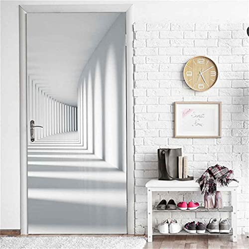 CBWRAW Türaufkleber Türfolie 3D Poster Weiß Kreativ Tapete Fototapete Selbstklebendes PVC Wasserdicht Abnehmbare Wandbilder Türbild Für Schlafzimmer Wohnzimmer Küche Dekor 90x200cm Cover