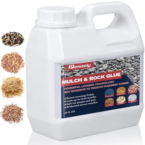 64oz Mulch and Rock Glue for Landscaping, Fast Drying Gravel Binder, Reliable and Non-Toxic Lockdown Sticky Rock Glue for Pea Gravel and Rocks, Lasts up to 12-24 Months