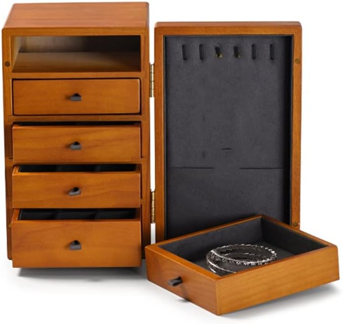 5 Layers Wooden&Microfiber Jewelry Organizer Box Bracelet Display Stands Watch Storagecase