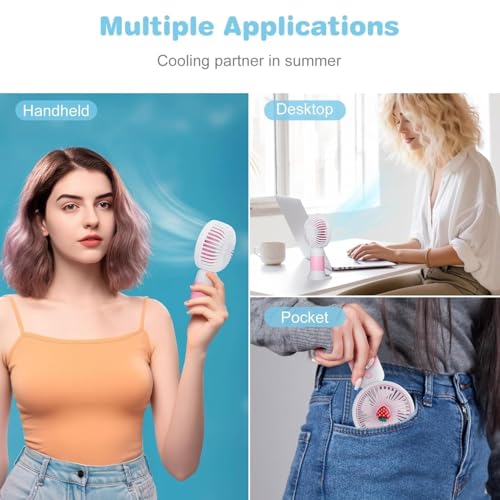 Image of Portable Rechargeable Mini Fan | 400mAh USB Handheld Small Fan with 3 Speed Modes | Silent Personal Pocket Cooling Fan for Travel, Office Desk, Makeup, Kitchen, and Kids (Multicolor)