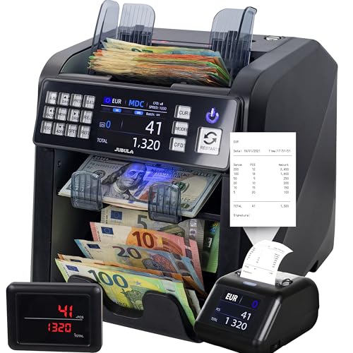 Jubula MV-600 Compteuse et trieuse de billets pour billets non triés avec détection avancée de faux billets en 12 points | EUR USD GBP SEK etc. (MV-600 +...