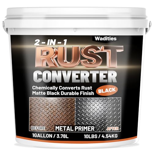 2-in-1 Rust Converter & Metal Primer 1 Gallon Matte Black Rust Inhibitor Paint for Metal Ultra Automotive Rust Reformer & Seal Heat Resistance Trailer Paint for Chassis Frame Marine Industrial