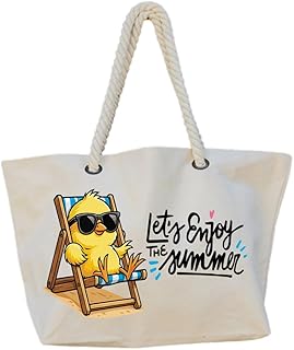 شنطة شاطئ للنساء، شنطة توت متعددة الاغراض، هدية صيفية، شنطة بحرية، 47 سم × 37 سم، طباعة على جانب واحد، تصميم صيفي، لنستمتع بالصيف، نحن نطبع هديتك