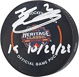 Evan Bouchard Edmonton Oilers Autographed 2023 Heritage Classic Official Game Puck with "1G 10/29/23" Inscription - Autographed NHL Pucks