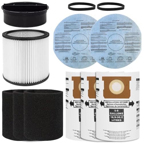 La mejor selección de Shop Vac Filtros los preferidos por los clientes. 39 90304 Filtro para aspiradora húmeda con tapa, 3 filtros de manga de espuma 90585, 2 filtros 9010700 con banda de retención y 3 bolsas de repuesto para Shop Vac, 5-8 galones