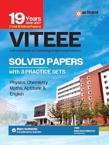 Image of Arihant VITEEE Solved Papers | 19 Years (2007-2025) with 3 Practice Sets | Vellore Institute of Technology Engineering Entrance Exam Guide | Physics, Chemistry, Maths, Aptitude & English