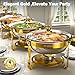IMXSUMDA Chafing Dish Buffet Set 4 Pack, 5QT Gold Round Chafing Dishes for Buffet, High Grade Chafers and Buffet Warmers Sets with Glass Lid, Rolled-Edge Food Warmers for Parties, Weddings, Catering