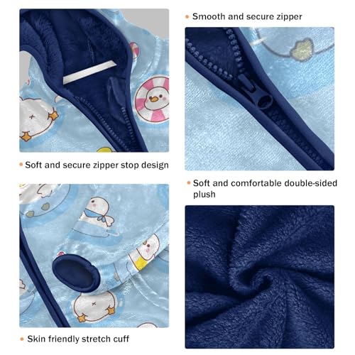 Cute Baby Duck Swimming Girls Fleece Jacket Girls Fall Jacket Girls Zip Up Hoodie Girls Sherpa Jacket 2-10T3