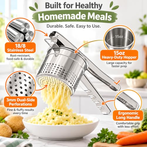 Livilord 15-Oz Stainless Steel Potato Ricer - 13.49 w/ Code + 50% Off Code 34S39RGX - image 3