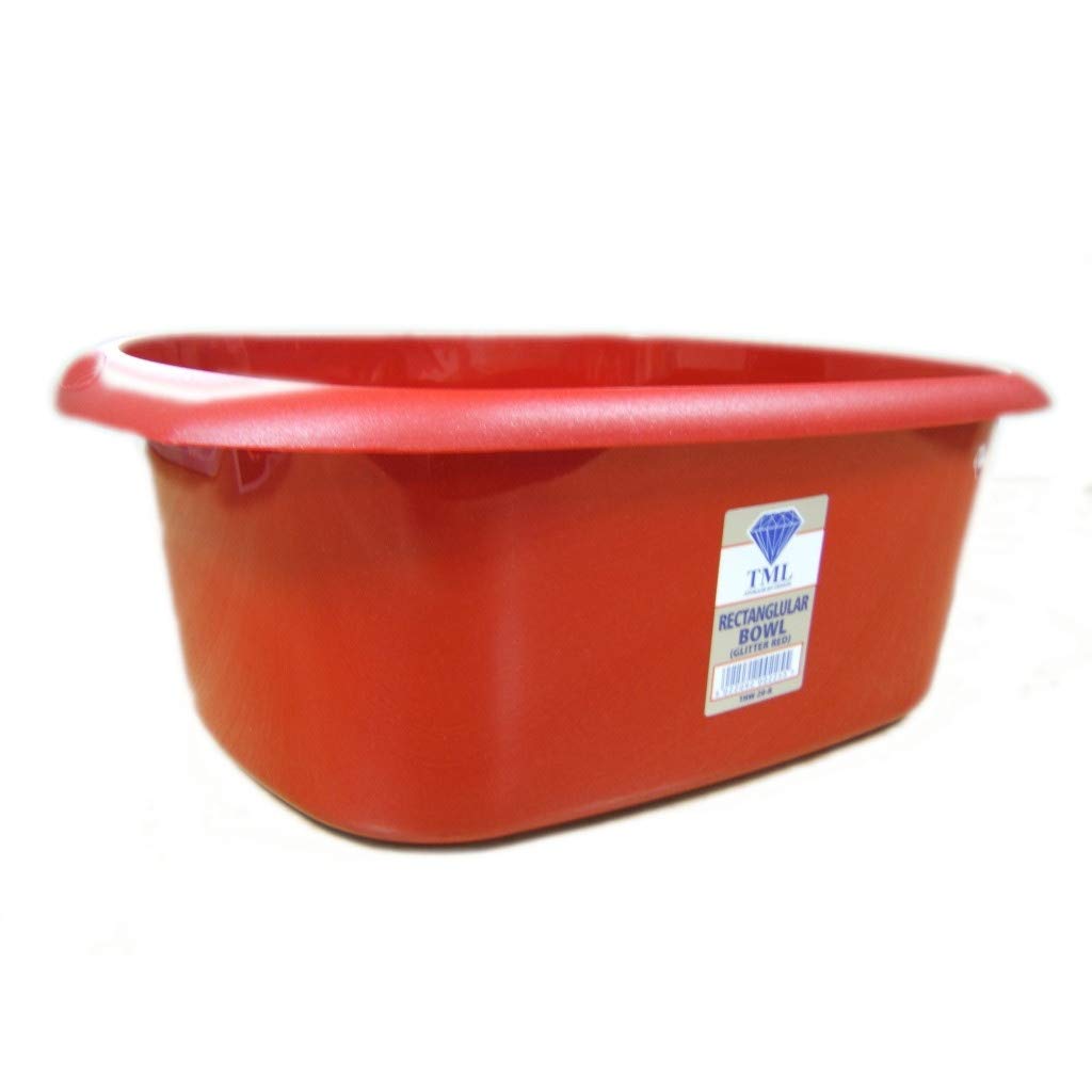 2x TML Rectangular Plastic Kitchen Home Cleaning Washing Up Sink Bowl 11L - Red