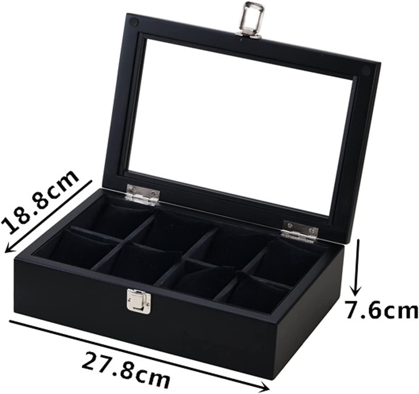 Rollo de Reloj Caja de Reloj Soporte de Reloj Caja de Reloj Caja de Reloj con 8 Ranuras Caja de Almacenamiento de Reloj con Vidrio Caja de Soporte de Reloj mecánico Enro