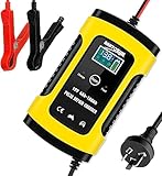 B-Qtech Car Battery Charger, 12V 6A Intelligent Automatic Battery Charger with LCD Screen, Portable Trickle Charger for Car, Motorcycle, RV, SUV, Lawn Mower, Boat, ATV and More