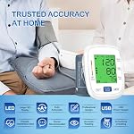 Ybor Blood Pressure Monitor for Home Use, Digital Upper Arm Blood Pressure Machine with 2x99 Memory Large Backlit Screen Display,Automatic Bp Machine Monitor with Large Cuff 22-44cm-White