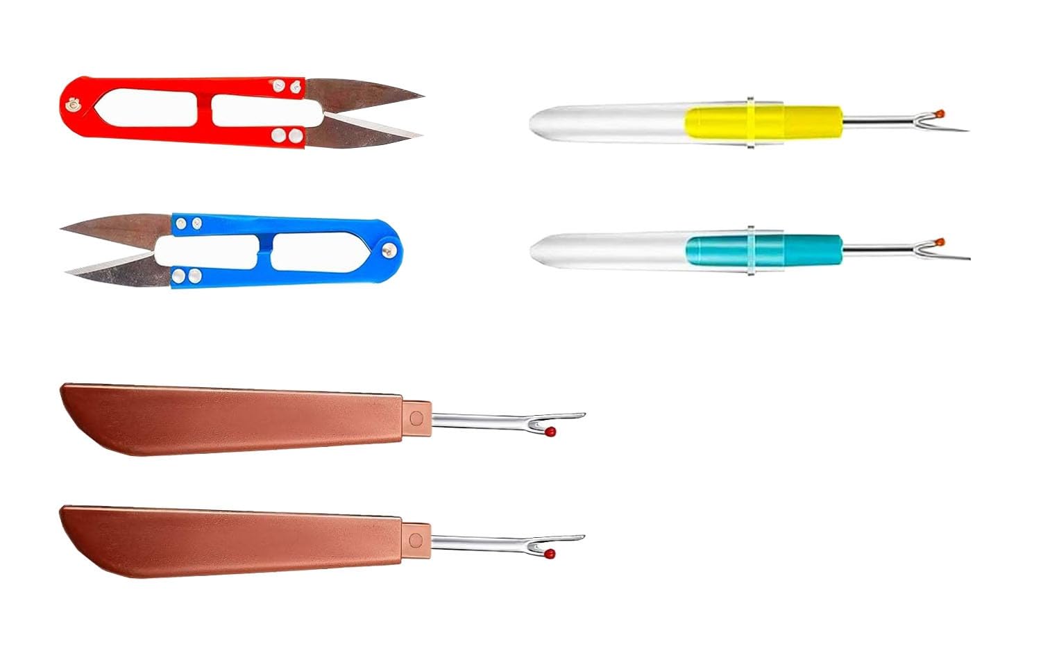 Gemsy Seam Ripper Combo 2 Big Seam Ripper | 2 Small Seam Ripper | 2 Thread Cutter for Home Tailoring and Professional Material for Sewing