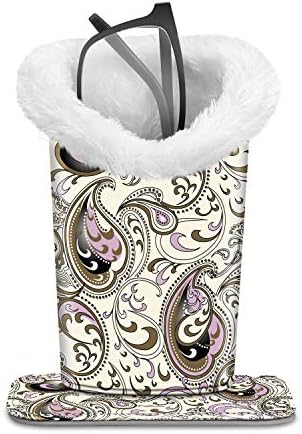 Fintie Plush Lined Eyeglasses Holder with Magnetic Base- PU Leather Glasses Stand Case (ZA-Paisley Waves)