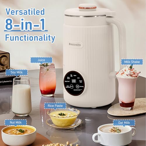 Image of Nut Milk Maker,40oz Large Capacity Stainless Steel Automatic Soy Milk Machine for Homemade,Oat,Plant-Based Milk and Non-Dairy Beverages Almond Cow Milk Machine with Delay Start,Self Cleaning (White)