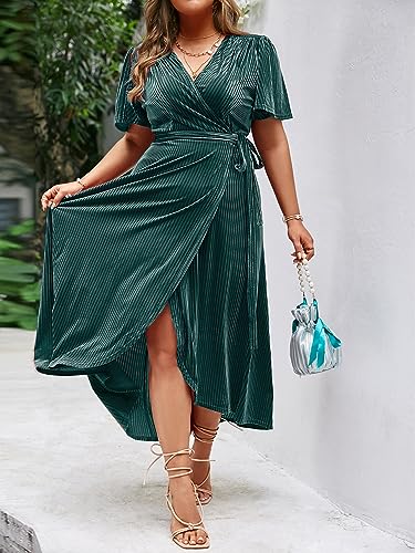 Image of BerryGo Women's Velvet V Neck Wrap Semi Formal Dress Cocktail Party Maxi Dress for Wedding Guest