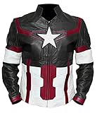 THE HUB LEATHER Captian Faux Leather America Super Hero Jacket Movie Design Replica