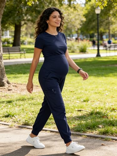 Image of PACBREEZE Women's Maternity Scrubs with 6 Pockets, Workwear Maternity Jogger Scrubs Pregnancy Pants, S-XXL