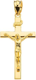 Amazon.com: Mens 14k Gold Crucifix Pendant