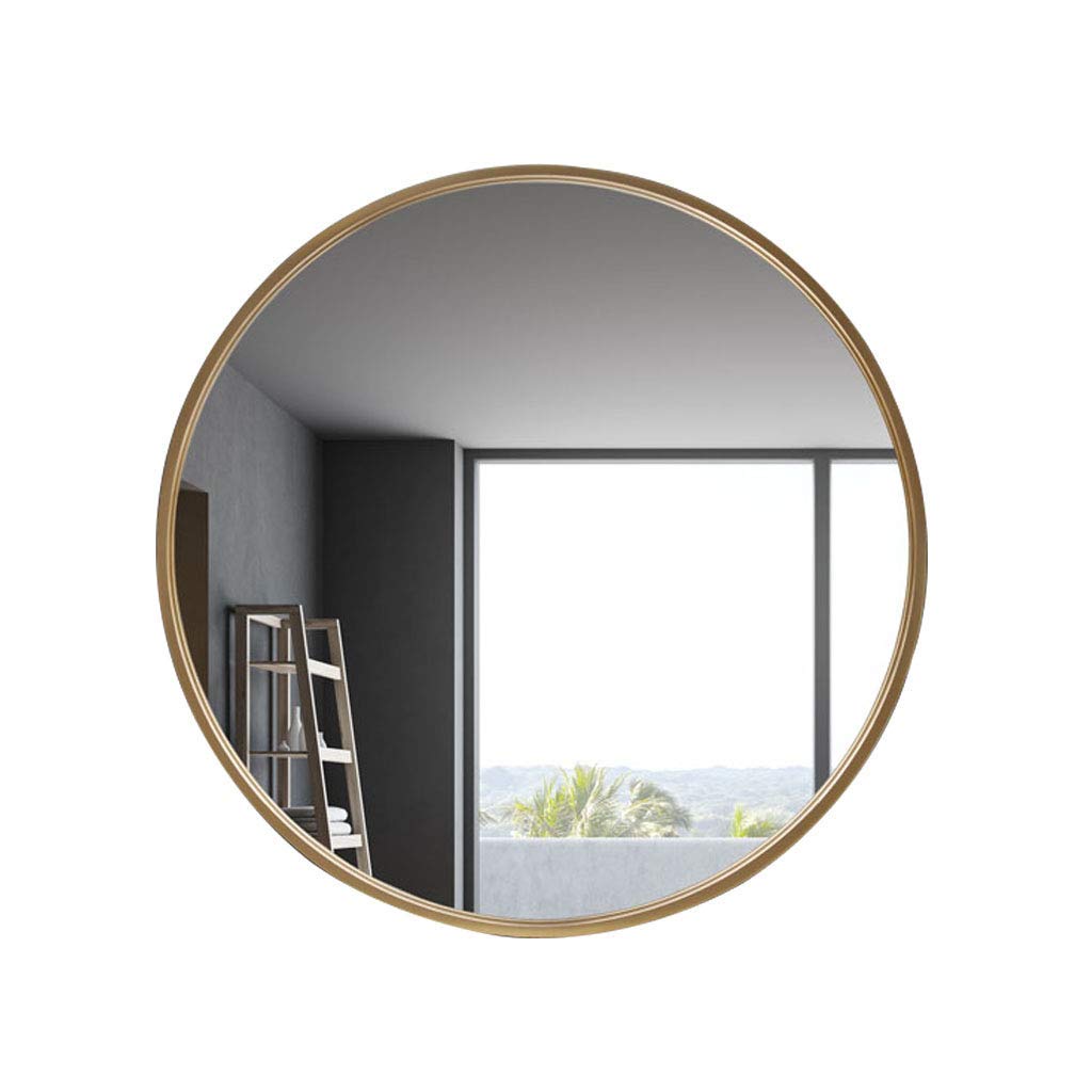 TYUHDUYUR Circular Bevelled Wall Mirror Cosmetic Makeup Mirror Metal Framed Hanging Mirror Iron Art Simple Multiple Sizes for Living Room Bedroom Bathroom (60CM)