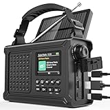 Roxicosly 12000mAh DAB Wind Up Emergency Radio with Bluetooth, Hand Crank Solar Radio with 8500mm² Solar Panel, Dual Phone Chargers, 5W Torch & Reading Lamp, Dual Alarm for Camping, Hiking