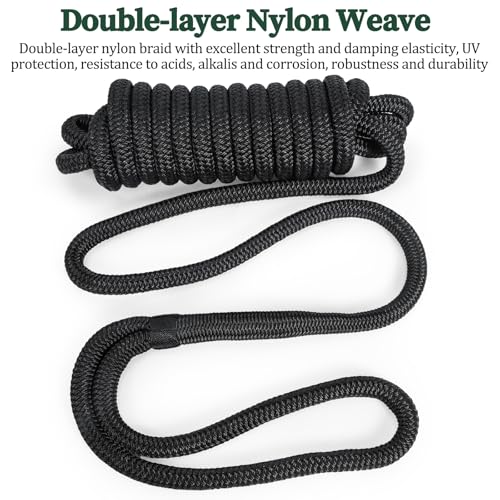 Image of 4 Pack 5 /8 inch x 15' Boat Dock Lines, Improved Double Braided Nylon Boat Ropes for Docking with 15 inch Loop, Hurricane-Resistant Grade Marine Rope for Sailboats,Pontoons,Fishing Boats, Black
