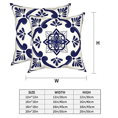 Cafl Mexican Floral Ornament Throw Pillow Covers Mexican Talavera Square Pillowcases Cushion Cover 18X18 Inch For Room Sofa Chair Bed Home Decor Set Of 2 #TOP4