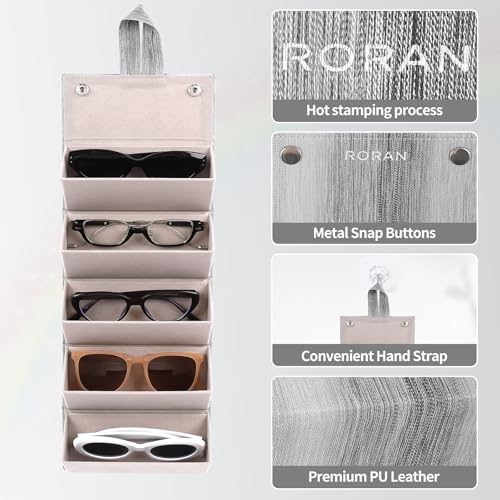Image of Sunglasses Organizer, Portable Eyeglasses Holder Glasses Storage Box for Women Men, Folding Case Hard Shell, Gradient Design