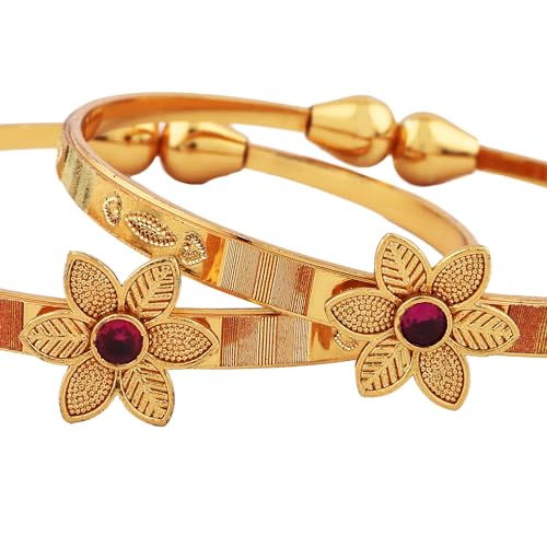 Set Of 2 Traditional 18k Plated Adjustable Bangles