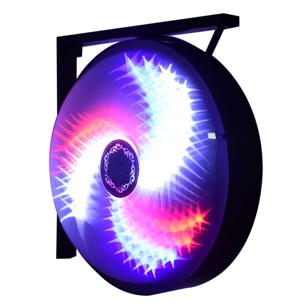 Pole Light, 17"/23 Windmill Style Barber Pole Light Illuminante Rotante LED Rosso Bianco Strisce Blu Lampada da Parete per Parrucchiere Negozio di Barbiere Segno 45 * 45 cm